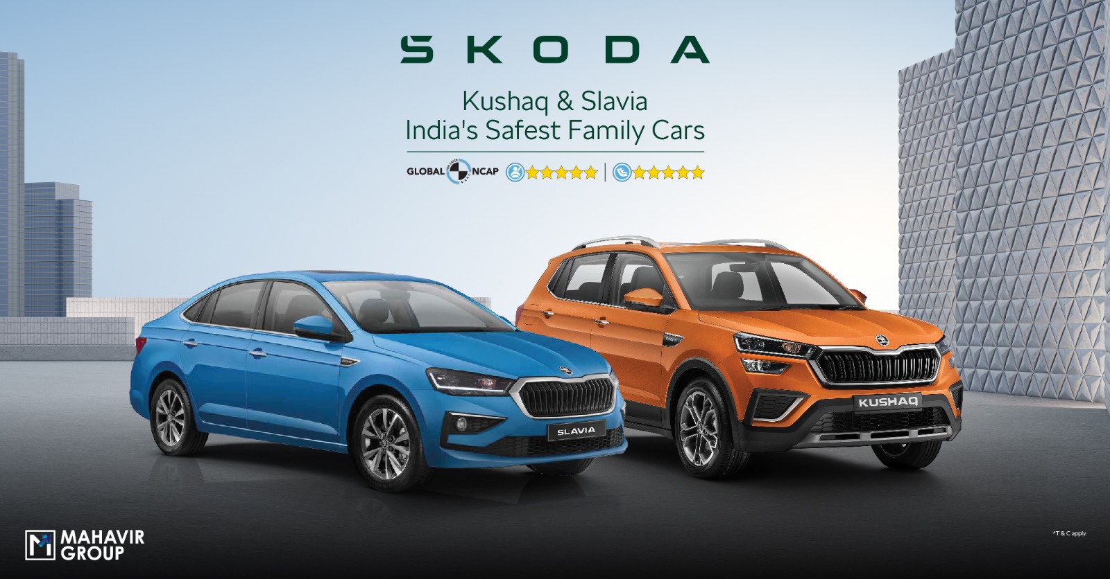 SKODA KUSHAQ AND SKODA SLAVIA- The Safest Family Cars with GNCAP Rating.